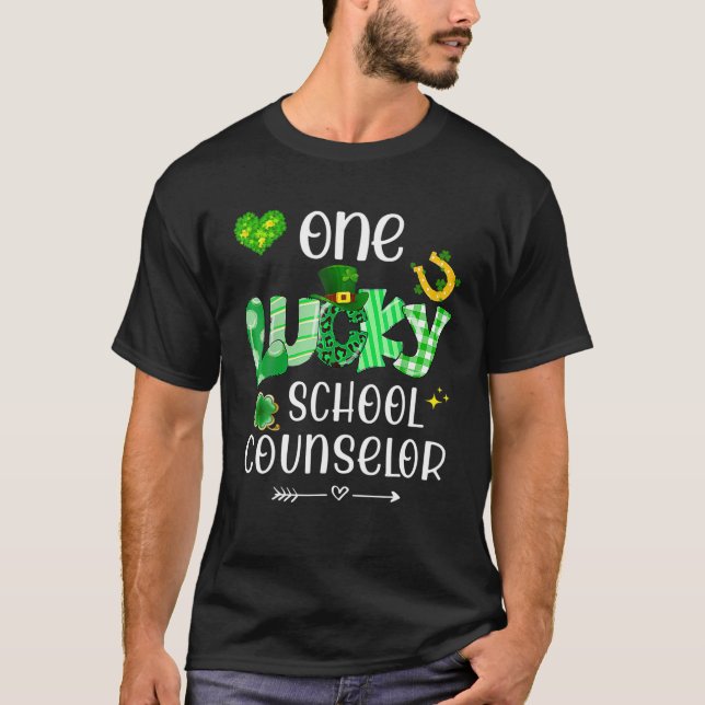 Camiseta One Lucky School Counselor Shamrock Teacher St Pat (Frente)