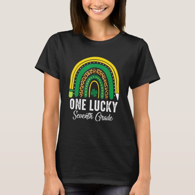 Camiseta One Lucky Seventh Grade Rainbow St Patricks Day Te (Frente)
