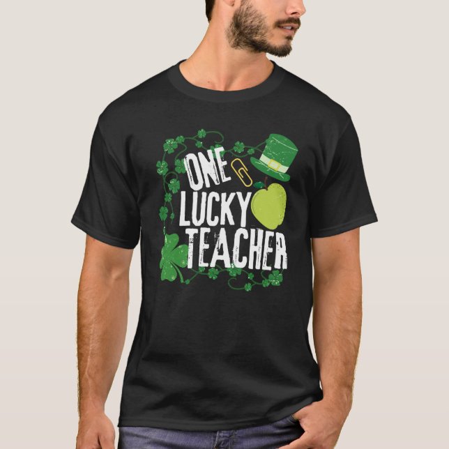 Camiseta One Lucky Shamrock Teacher St Patrick's Day School (Frente)