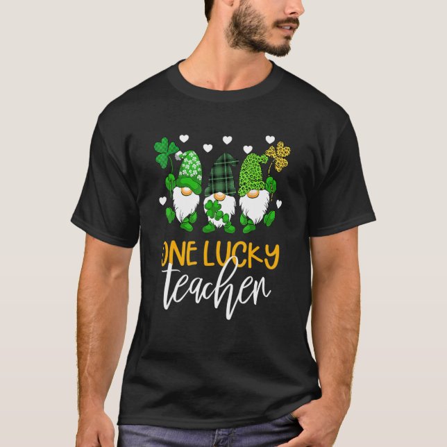 Camiseta One Lucky Teacher Gnomies St Patrick's Day Gnome S (Frente)