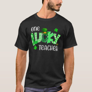 Camiseta One Lucky Teacher Shamrock Clover Leopard St Patri