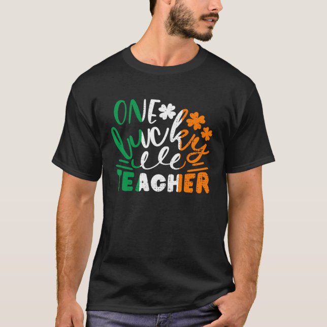 Camiseta One Lucky Teacher St Patricks Day Irish Flag Irela (Frente)