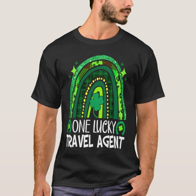 Camiseta One Lucky Travel Agent  Rainbow St Patrick's Day M (Frente)