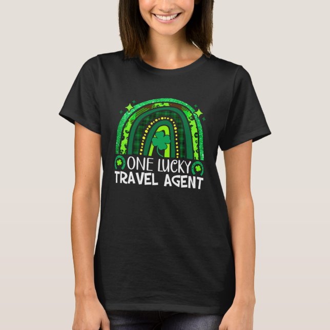 Camiseta One Lucky Travel Agent Rainbow St Patrick's Day Qu (Frente)