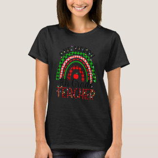 Camiseta One Merry 4th Grade Teacher Leopard Rainbow Buffal