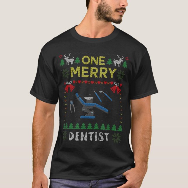 Camiseta One Merry Dentist Dental Doctor Ugly Christmas Swe (Frente)