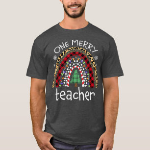 Camiseta One Merry Teacher Funny Teacher Rainbow Christmas