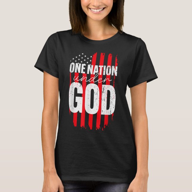 Camiseta One Nation Under God American Flag Christian Jesus (Frente)