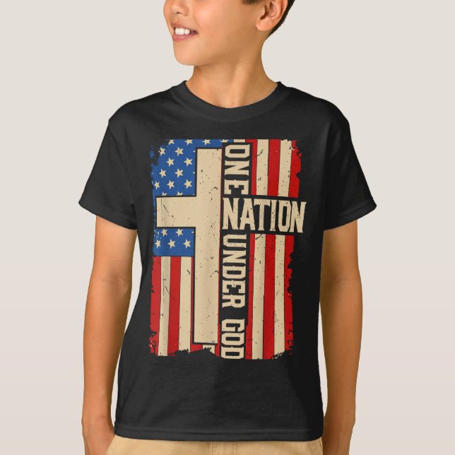 Camiseta One Nation Under God Patriotic Christian Faith Ame (Frente)