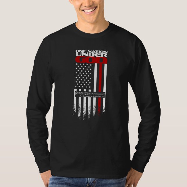 Camiseta One Nation Under God - US Flag National Anthem Day (Frente)