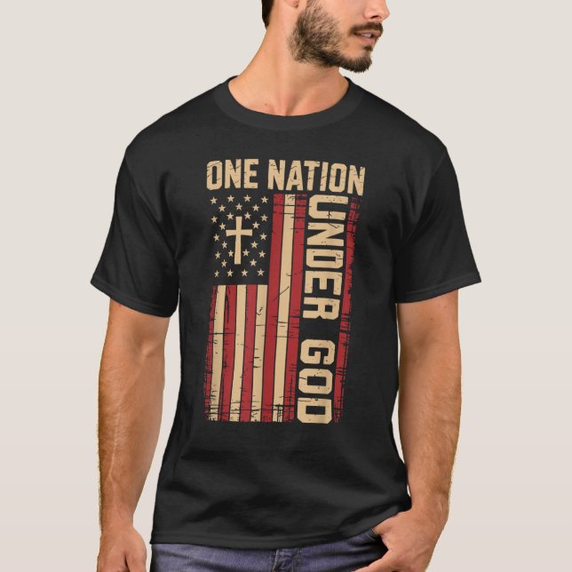 Camiseta One Nation Under God USA Patriotic Christian (Frente)