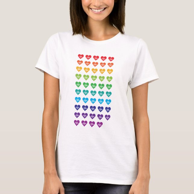 Camiseta One Orlando One Pulse 49 Hearts Rainbow (Frente)