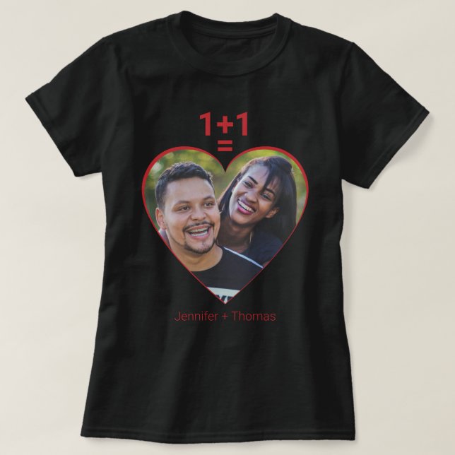 Camiseta One Plus One Igual a Love, Foto Pessoal Red Heart (Frente do Design)