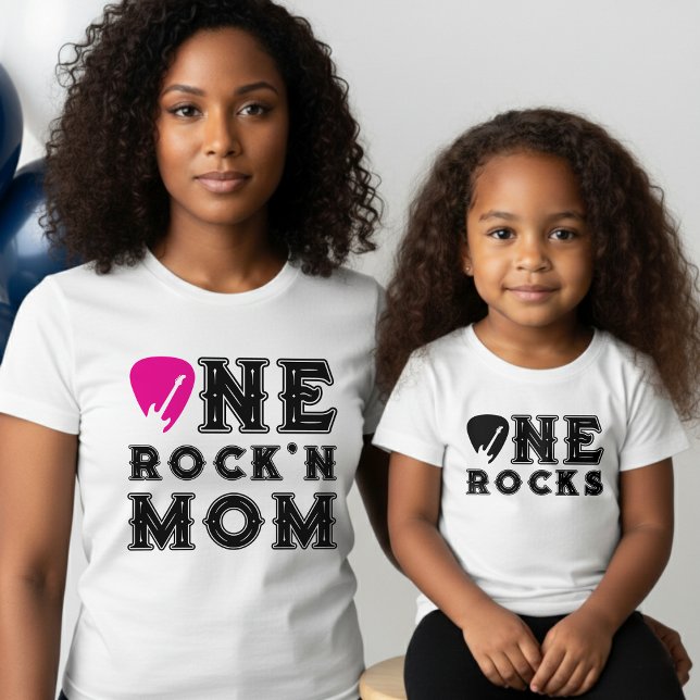 Camiseta One Rock'n Mom Guitar Pick Parent Birthday (Criador carregado)