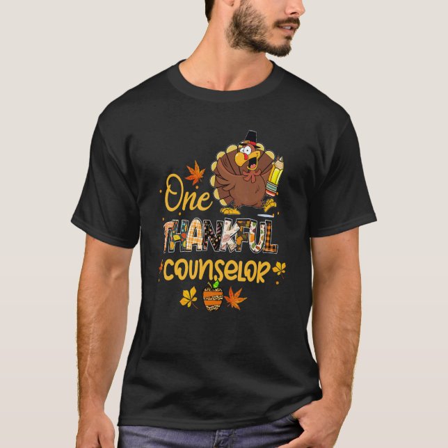 Camiseta One Thankful Counselor Turkey Pilgrim Hat Thanksgi (Frente)