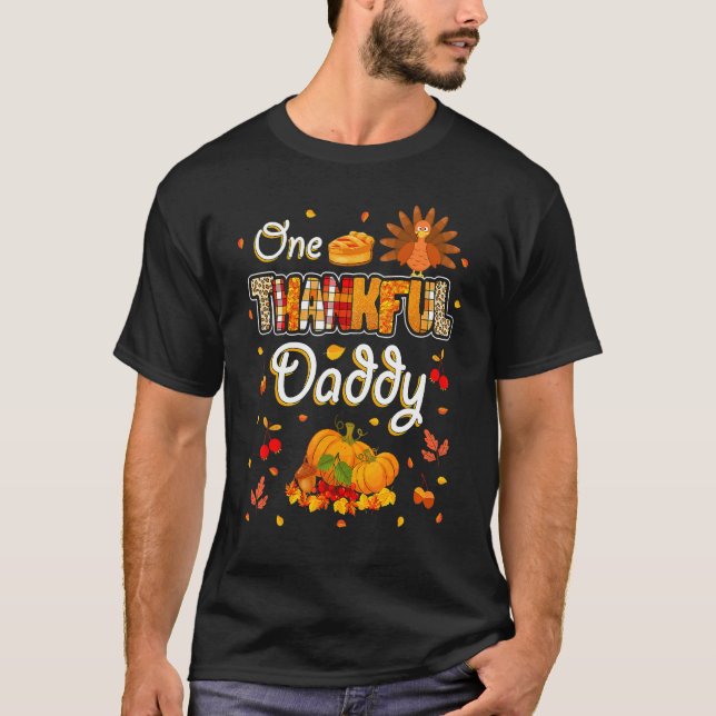 Camiseta One Thankful Daddy Fall Leaves Autumn Dad Thanksgi (Frente)