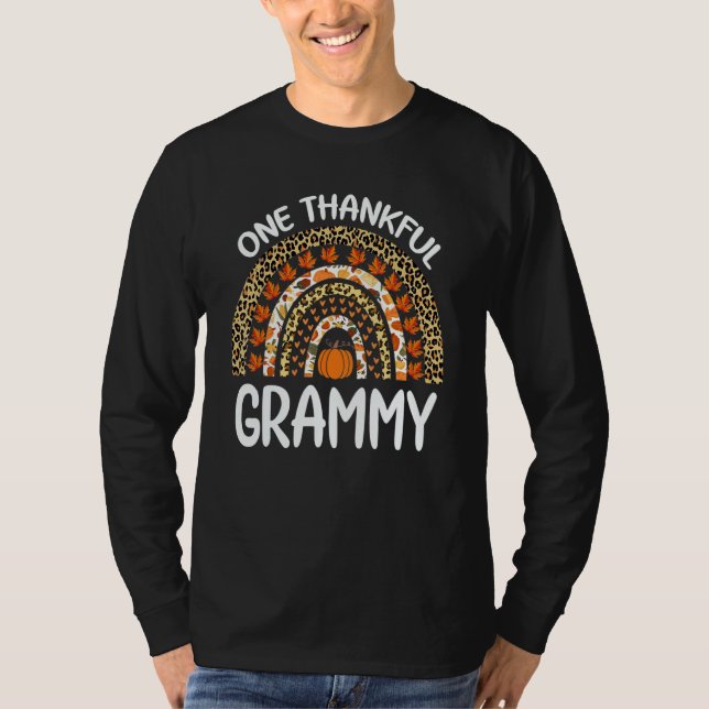 Camiseta One Thankful Grammy Thanksgiving Rainbow Leopard F (Frente)