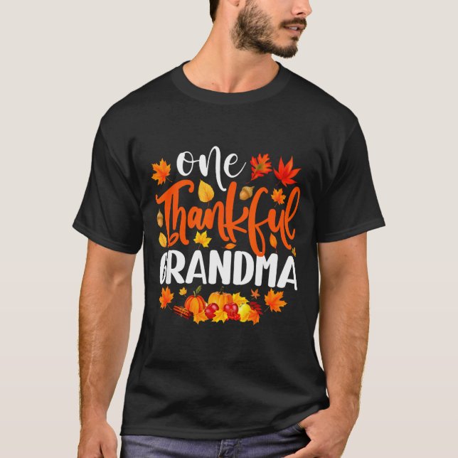 Camiseta One Thankful Grandma Funny Fall Autumn Thanksgivin (Frente)