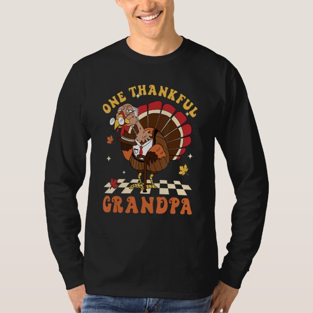Camiseta One Thankful Grandpa Turkey Autumn Fall Thanksgivi (Frente)