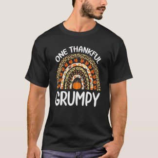 Camiseta One Thankful Grumpy Thanksgiving Rainbow Leopard F