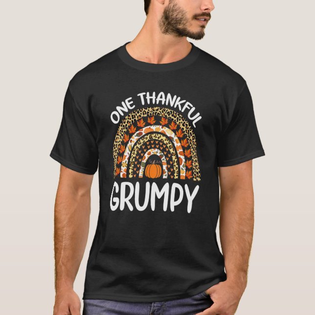 Camiseta One Thankful Grumpy Thanksgiving Rainbow Leopard F (Frente)
