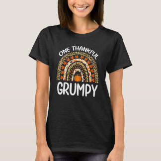 Camiseta One Thankful Grumpy Thanksgiving Rainbow Leopard F