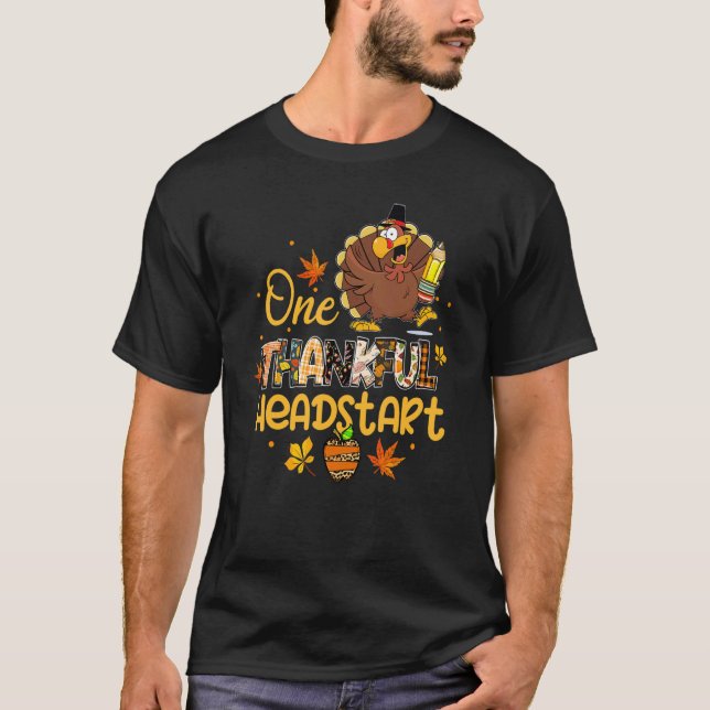 Camiseta One Thankful Headstart Turkey Pilgrim Hat Thanksgi (Frente)