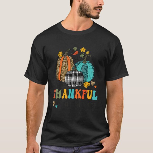 Camiseta One Thankful Lunch Lady School Pumpkins Thanksgivi (Frente)