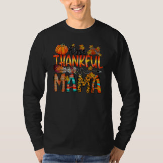 Camiseta One Thankful Mama  Fall Autumn Leopard Thanksgivin