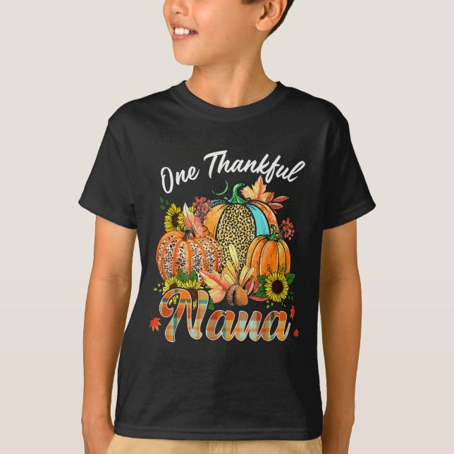 Camiseta One Thankful Nana Pumpkin Fall Autumn Thanksgiving (Frente)