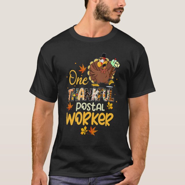 Camiseta One Thankful Postal Worker Turkey Pilgrim Hat Than (Frente)