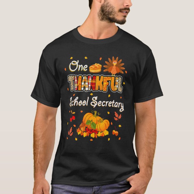 Camiseta One Thankful School Secretary Fall Autumn Thanksgi (Frente)