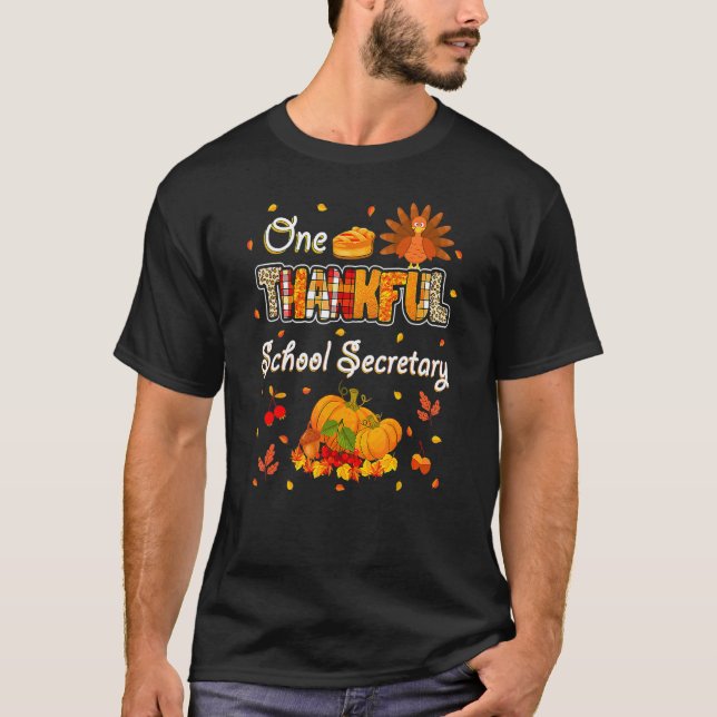 Camiseta One Thankful School Secretary Fall Autumn Thanksgi (Frente)