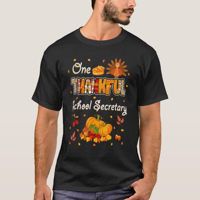 Camiseta One Thankful School Secretary Fall Autumn Thanksgi (Frente)