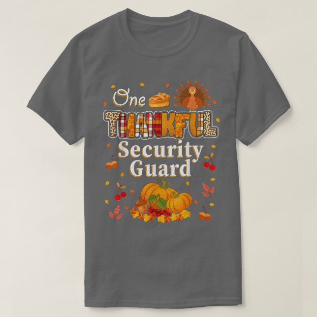 Camiseta One Thankful Security Guard Fall Autumn Thanksgivi (Frente do Design)