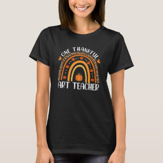 Camiseta One Thankful Teacher Rainbow Leopard Thanksgiving 
