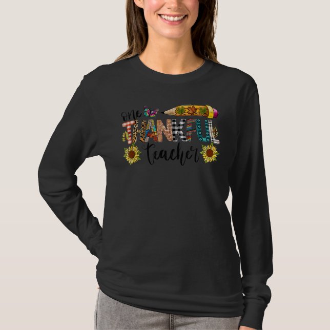 Camiseta One Thankful Teacher Thanksgiving Autumn Fall (Frente)