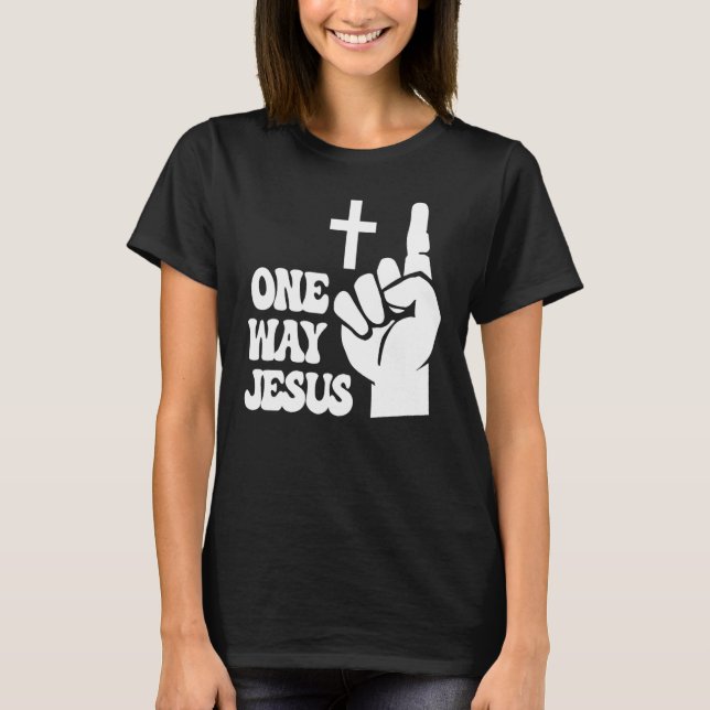 Camiseta One Way Jesus People Christian Revolution Finger U (Frente)