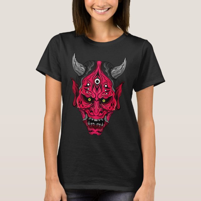 Camiseta Oni Demônio Vermelho Ilustrado (Frente)