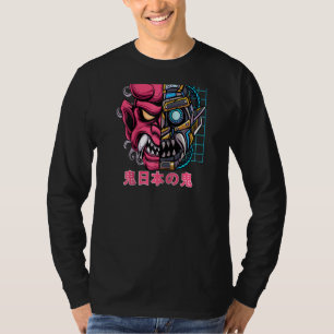 Camiseta Oni Japonês Demon Mask Cyborg Devil Japan Folklor