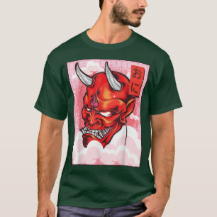 Camiseta Oni Mask Demon Mask Yokai Kawaii Japonês