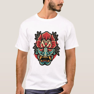 Camiseta Oni- rosa tatuagem design-T-Shirt
