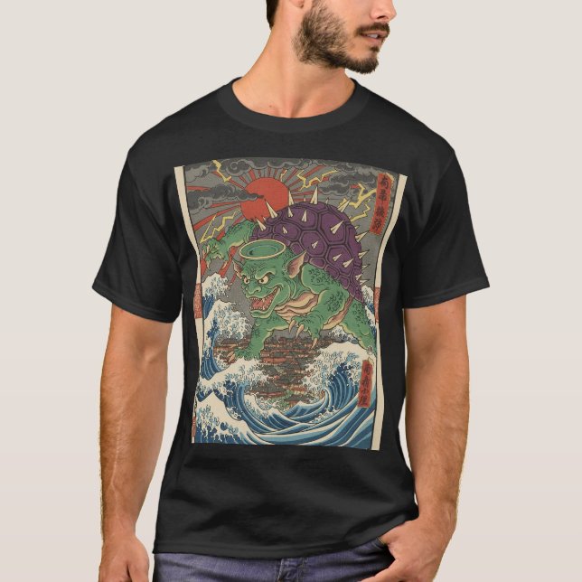 Camiseta Oni Turtle Rising Sun Ukiyo-e (Frente)
