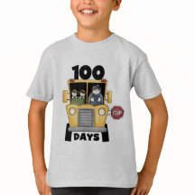 Ônibus 100 dias de t-shirts e presentes escolares