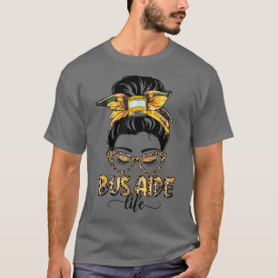 Camiseta Ônibus Aide Life Messaging Bun Sunflower Leopard B