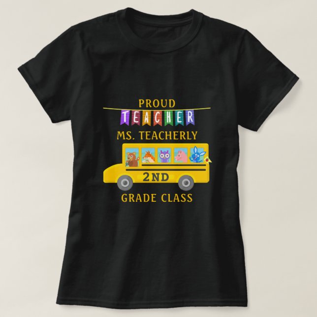Camiseta Ônibus bonito dos animais da apreciação do (Frente do Design)