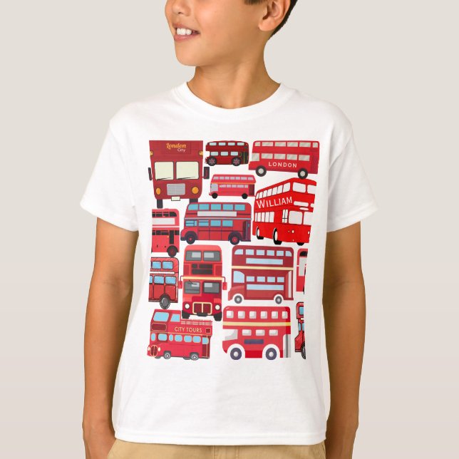 Camiseta Ônibus de Londres/ônibus vermelhos (Frente)