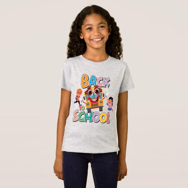 Camiseta Ônibus Engraçado Com Crianças, De Volta À Escola (Frente Completa)