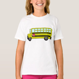 Camiseta Ônibus Escolar Amarelo com Placa de Parada