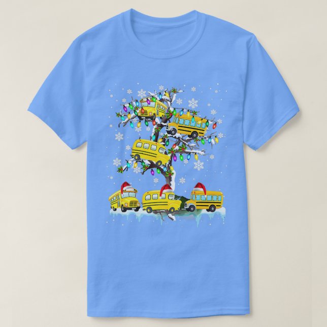 Camiseta Ônibus Escolar Na Árvore De Natal Do Xmas (Frente do Design)